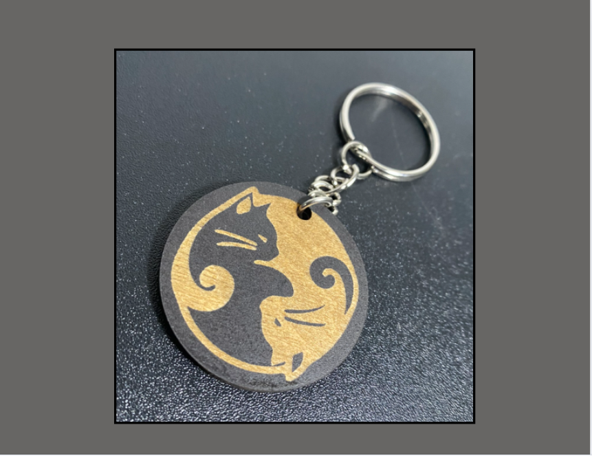 Ying and Yang Cat Keychains