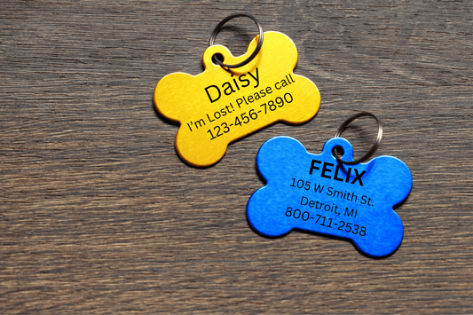 Blackwater Engraving Pet ID tags, 1 Shape, 10 Colors - 4 Lines of Customizable Text