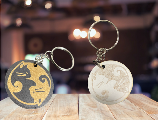 Ying and Yang Cat Keychains